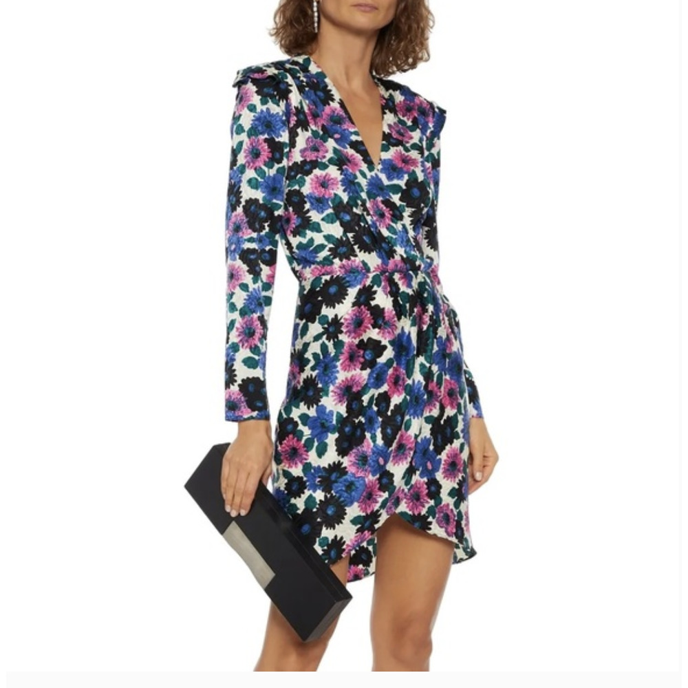 Veronica Beard Floral Long Sleeve Dress - Blue, Pink, Black. Size 4
